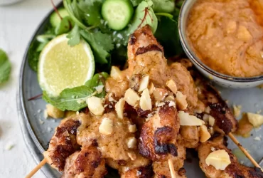Thai style macadamia satay skewers