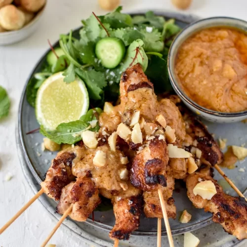 Thai style macadamia satay skewers